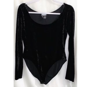 DKNY Black Velvet Boatneck Bodysuit